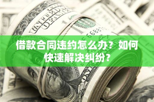 武汉借款合同违约怎么办？如何快速解决纠纷？